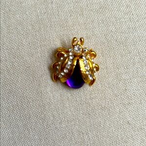 Elegant Vintage  Gold and Purple Beetle Brooch